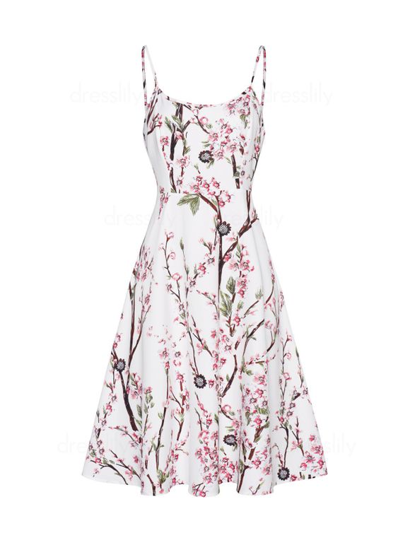 Ensemble de Robe Mi-Longue Ligne A Chinée à Imprimé Feuille et Fleur Deux Pièces et Top Court - Rose clair L