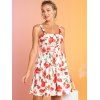 Flower Print Lace Up Sundress Ruched High Waist Sleeveless Backless Mini Dress - multicolor XXL