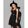 Robe Ligne A à Bretelle Anneau en D sans Manches à Lacets à Taille Haute - Noir S