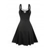 Robe Ligne A à Bretelle Anneau en D sans Manches à Lacets à Taille Haute - Noir S
