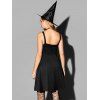 Robe Ligne A à Bretelle Anneau en D sans Manches à Lacets à Taille Haute - Noir S