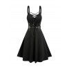 Punk Gothic Dress Lace Up D-ring Eyelet Straps A Line Dress Sleeveless High Waist Dress