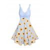 Robe à Bretelle à Imprimé Tournesol en Dentelle - Bleu clair M