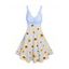 Robe à Bretelle à Imprimé Tournesol en Dentelle - Bleu clair M