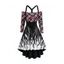Robe Moulante Haute Basse à Épaules Dénudées à Imprimé Pieuvre et Carreaux - multicolor L
