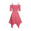 Plain Open Shoulder Bowkont Asymmetrical Dress - PINK 2XL