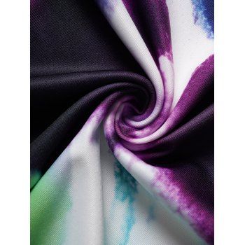 Plus Size Dress Colored Tie Dye Swirl Print Cut Out A Line Mini Curve Dress