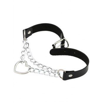 

Heart Chain Buckle Faux Leather Choker Necklace, Black