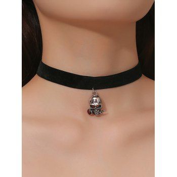 

Skull Pattern Gothic Pendant Halloween Choker Necklace, Black