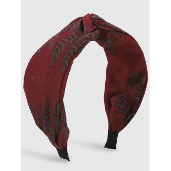 

Leaves Print Twist Hairband, Deep red