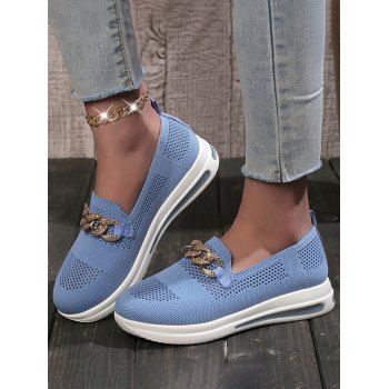 

Breathable Chain Decor Slip On Casual Shoes, Blue