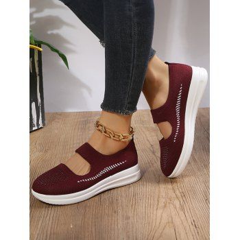 

Breathable Cut Out Slip On Casual Shoes, Red