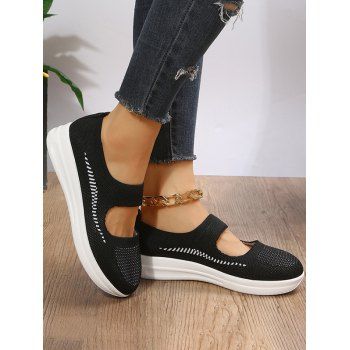 

Breathable Cut Out Slip On Casual Shoes, Black