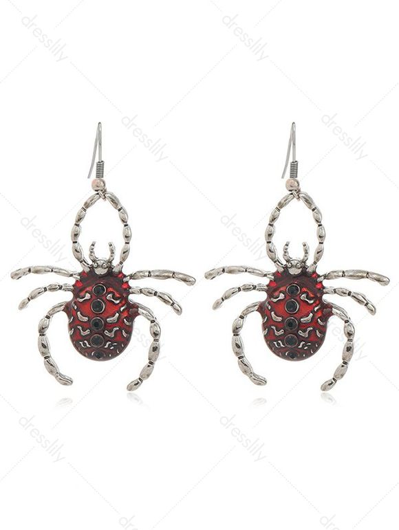 Boucles D'Oreilles Pendantes Motif Araignée pour Halloween - Argent 