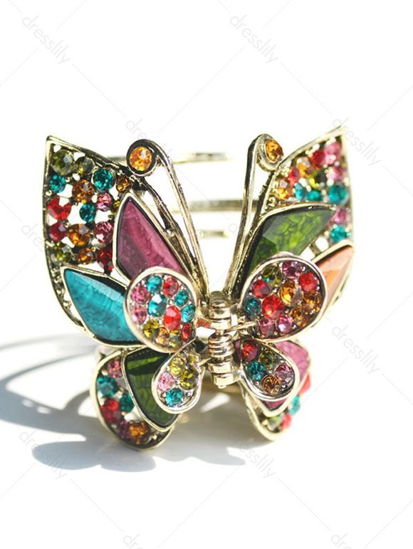 Colorful Butterfly Pattern Rhinestones Trendy Hair Claws - multicolor A 