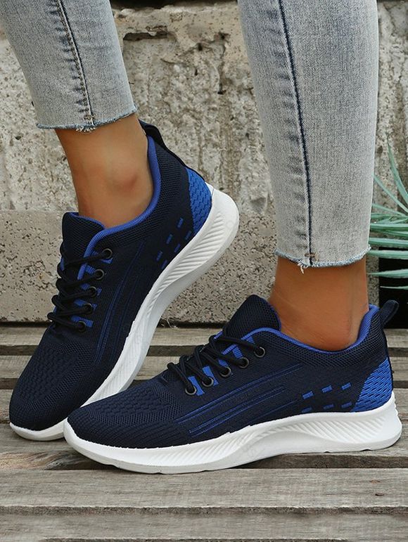 Lace Up Running Sports Sneakers - Bleu EU 36