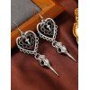 Heart and Cross Pattern Gothic Style Drop Earrings - SILVER 