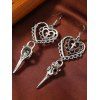Heart and Cross Pattern Gothic Style Drop Earrings - SILVER 