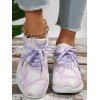 Tie Dye Print Lace Up Front Breathable Sporty Sneakers - Violet clair EU 39