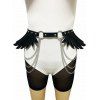 Ceinture Bouclée à Chaîne en Forme D'Aile en O en Faux Cuir à Frange - Noir 1PC