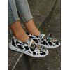 Sunflower and Cow Print Slip On Casual Shoes - Blanc EU 41