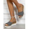 Heathered Peep Toe Chunky Heel Slip On Casual Sandals - Noir EU 43