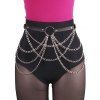 Ceinture Boucle Anneau en O Chaîne en Métal en Faux Cuir - Noir 1PC
