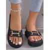 Plain Color Metal Decor Slingbacks Casual Sandals - Noir EU 42