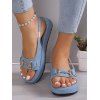 Plain Color Metal Decor Slingbacks Casual Sandals - Bleu clair EU 42