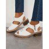 Plain Color Peep Toe Zip Side PU Chunky Heel Sandals - Blanc EU 37