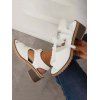 Plain Color Peep Toe Zip Side PU Chunky Heel Sandals - Blanc EU 43