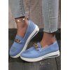 Breathable Chain Decor Slip On Casual Shoes - Bleu EU 36