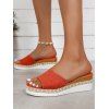 Heathered Peep Toe Chunky Heel Slip On Casual Sandals - Orange EU 43