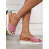 Heathered Peep Toe Chunky Heel Slip On Casual Sandals - Rouge Rose EU 43