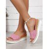 Heathered Peep Toe Chunky Heel Slip On Casual Sandals - Rouge Rose EU 40