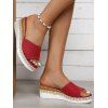 Heathered Peep Toe Chunky Heel Slip On Casual Sandals - Rouge Vineux EU 42