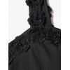 Lace Up Gothic Tank Top Rhinestone Floral Lace Embellishment Tie Knot Tank Top - BLACK XXL