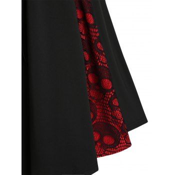 Gothic Dress Skull Lace Godet Dress Lace Up Cross Back A Line Dress