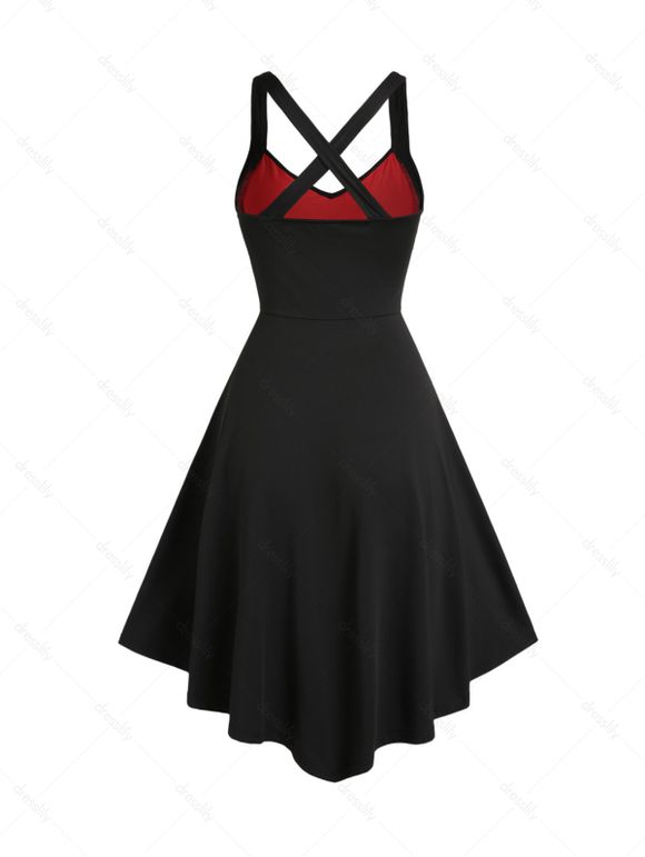 Robe Ligne A Crâne en Dentelle Croisée à Lacets - Noir XXL