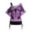 Plus Size Butterfly Print T Shirt Skew Neck Short Sleeve Cinched Side Casual Tee - LIGHT PURPLE 5X