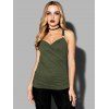 Ruched Butterfly Lace Cross Tank Top O Ring Surplice Summer Top - GREEN XXL