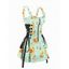 Mini Robe Ligne A à Bretelle Ajustable Zippée à Imprimé Fleur à Taille Haute à Lacets de Vacance - Vert clair XXL