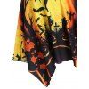 Halloween Pumpkin Ghost Bat Cross Print Asymmetric Dress Crisscross Backless Handkerchief Dress - DARK ORANGE L