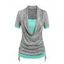 T-shirt en Blocs de Couleurs à Col Bénitier 2 en 1 - Gris Clair S