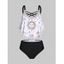 Celestial Sun Animal Graphic Swimsuit Crisscross High Rise Tankini Swimsuit - BLACK XL