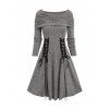 Robe Convertible Zippée à Col Bateau à Lacets - Gris XL