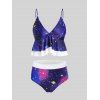 Galaxy Tummy Control Swimsuit Peplum Flounce Tankini Swimwear Set - multicolor A M