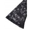 Robe d'Halloween à manches en dentelle et motif tête de mort, robe mi-longue gothique à épaules dénudées et ourlet mouchoir - Noir XXL