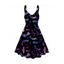 Robe Halloween Mi-Longue Décontractée Ligne A à Imprimé Etoile Chauve-souris et Etoile sans Manches - Noir S