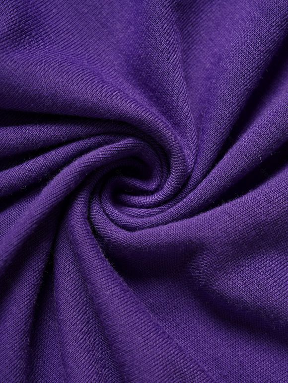 Mini Robe en Blocs de Couleurs Gothique Boutonnée à Taille Haute en Mousseline à Lacets - Pourpre S